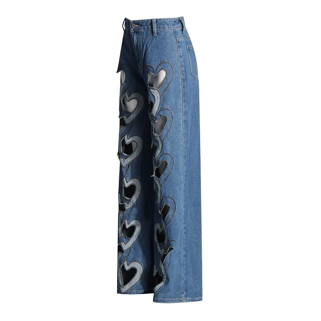 HeartBeat Hollow Wide-Leg Jeans