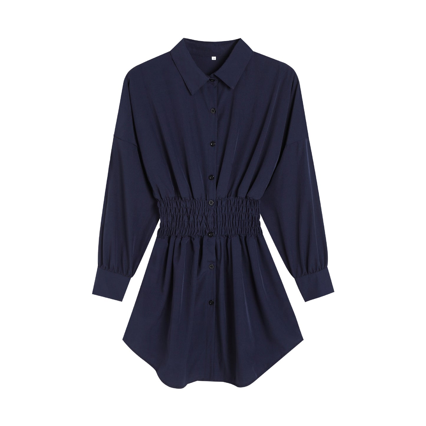 LuxeChic Smocked Waist Shirt Dress