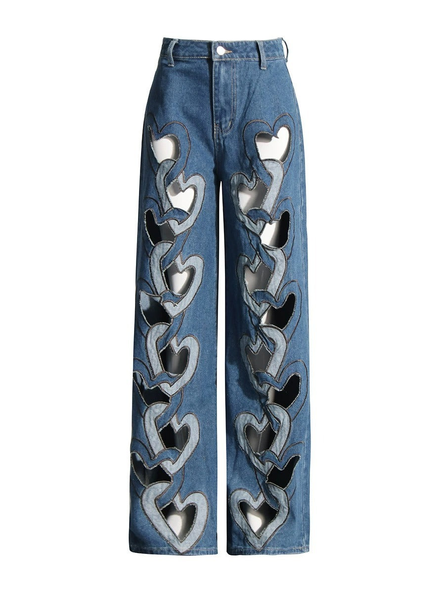 HeartBeat Hollow Wide-Leg Jeans