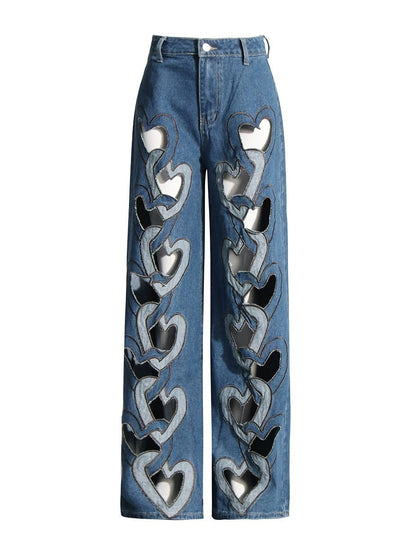 HeartBeat Hollow Wide-Leg Jeans