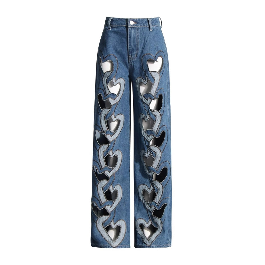 HeartBeat Hollow Wide-Leg Jeans